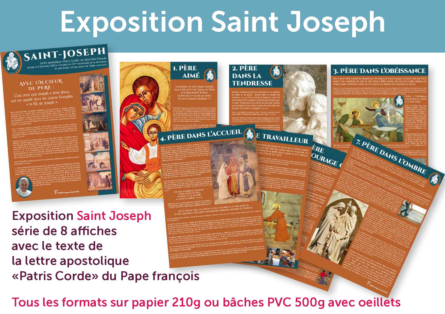 Exposition Saint Joseph : 8 Affiches avec les textes du Pape François